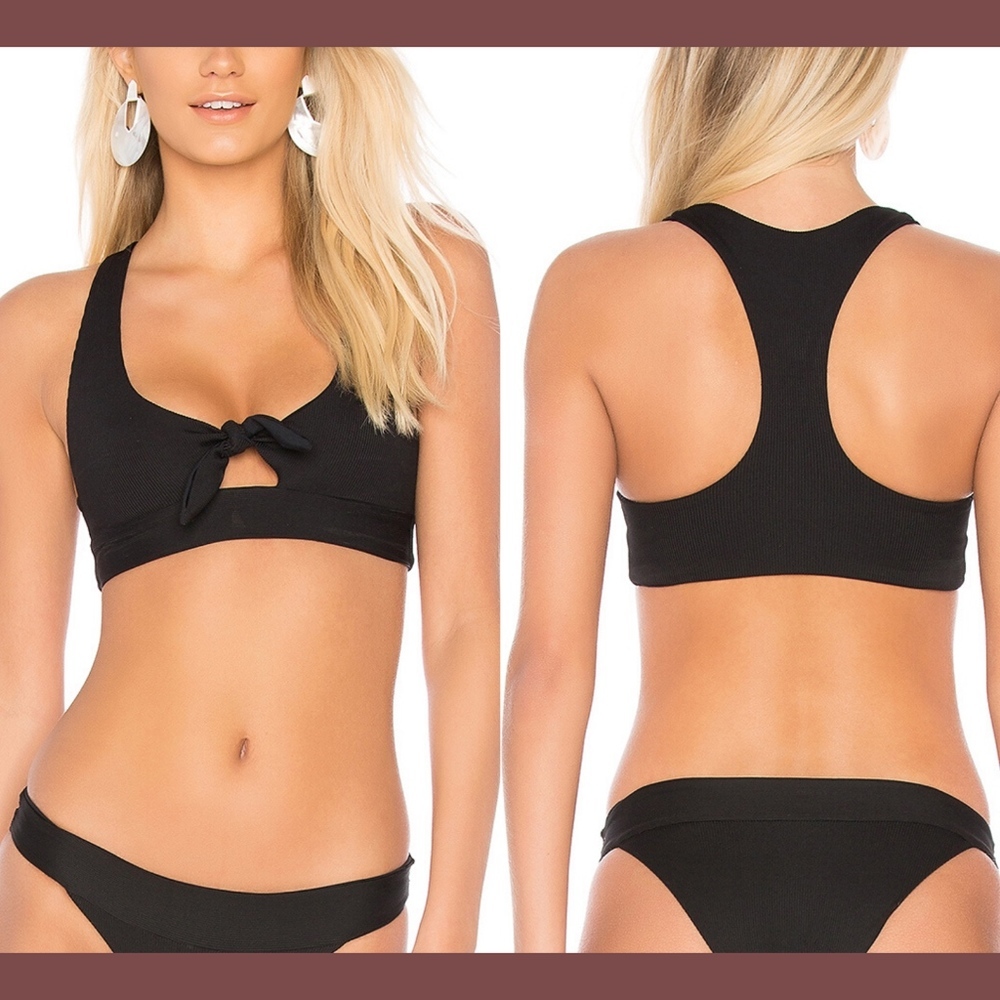 NWT $99 L Space Tara‎ Ribbed Bikini Top in Black [SZ XS ]